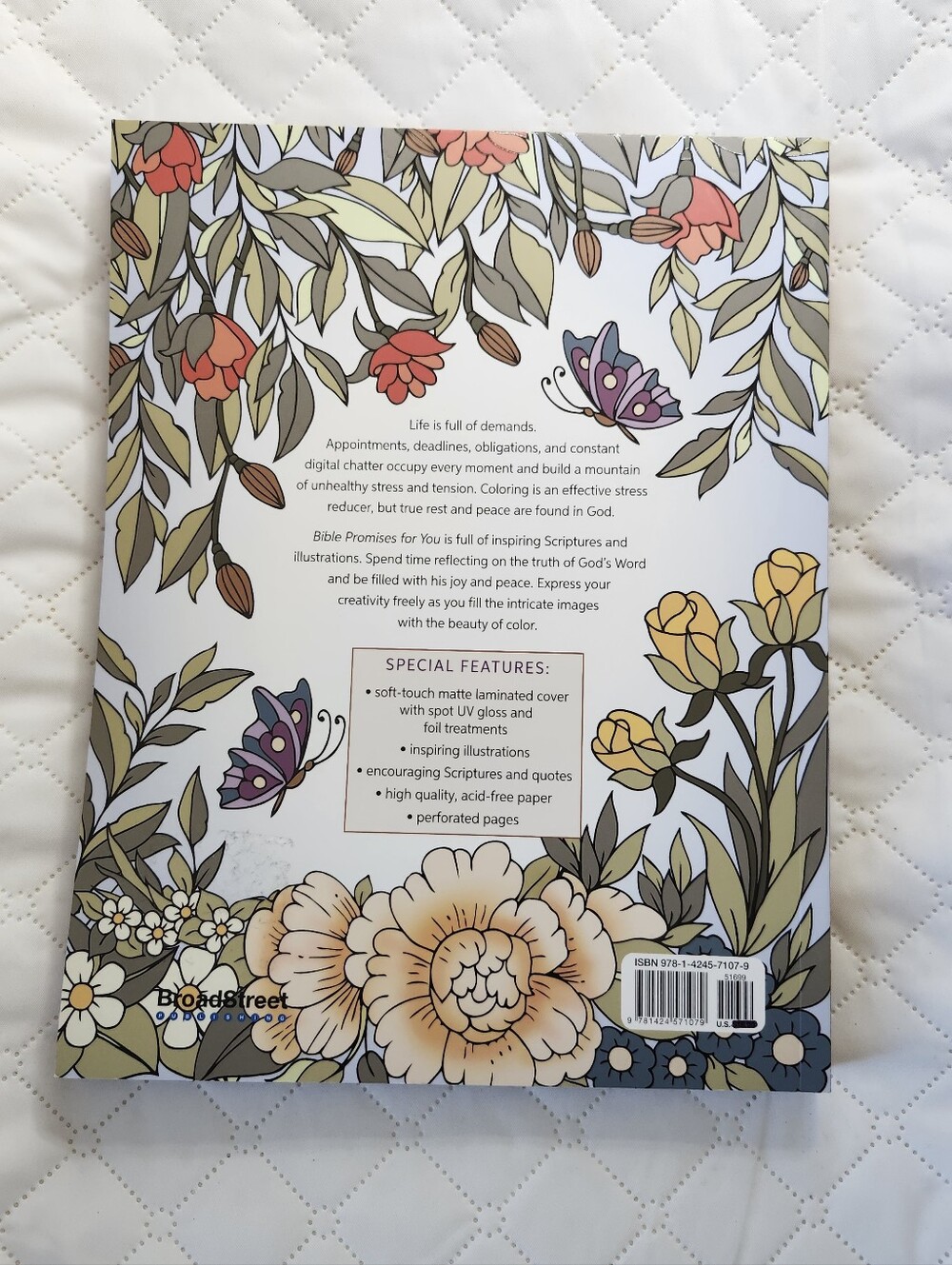 Bible Promises for You Coloring Book - Floral Cover (White) - Picture 4 of 4
